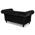 Cambridge Velvet Chesterfield Two & Three Seater Sofa Set - Black - Bargainia.com - 