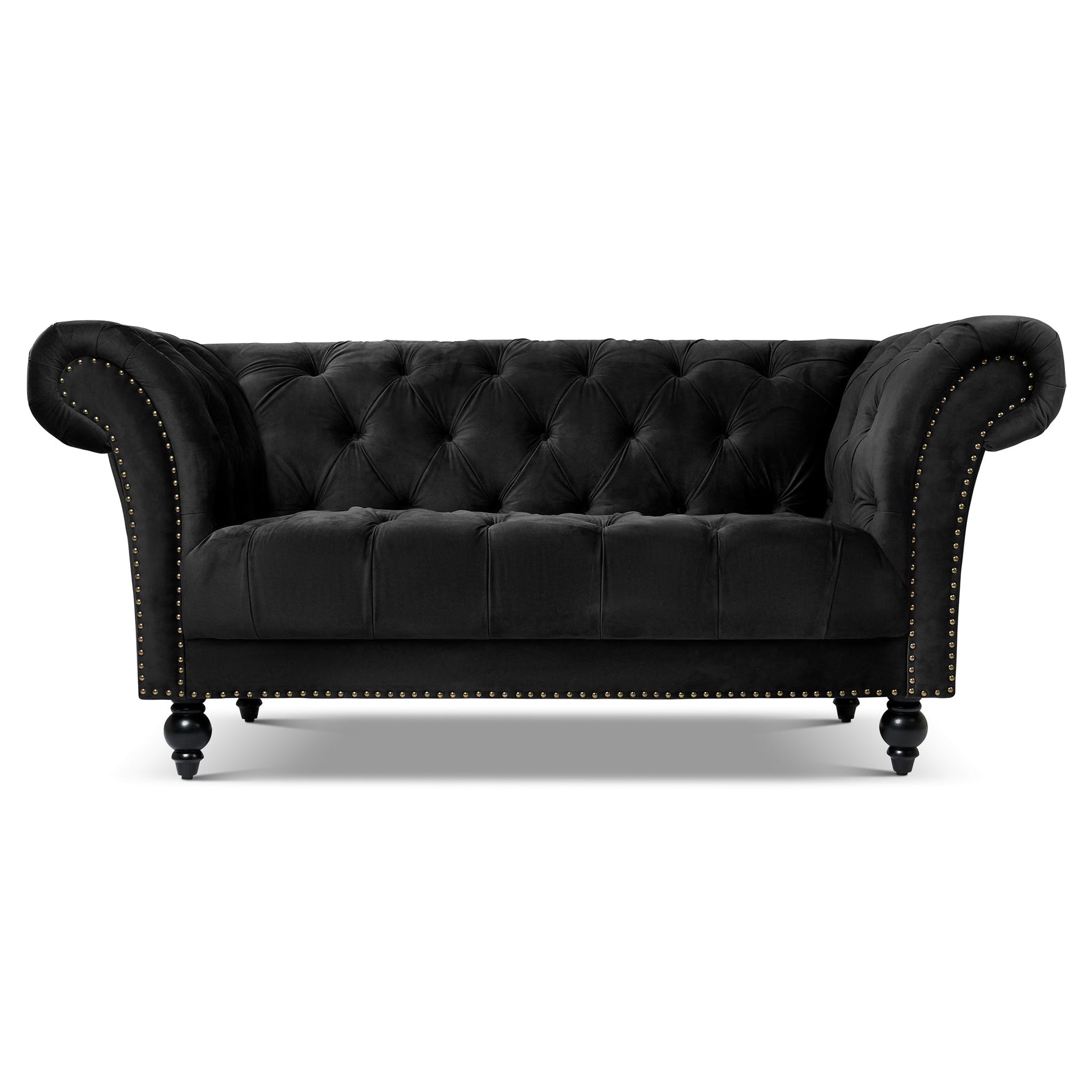 Cambridge Velvet Chesterfield Two & Three Seater Sofa Set - Black - Bargainia.com - 