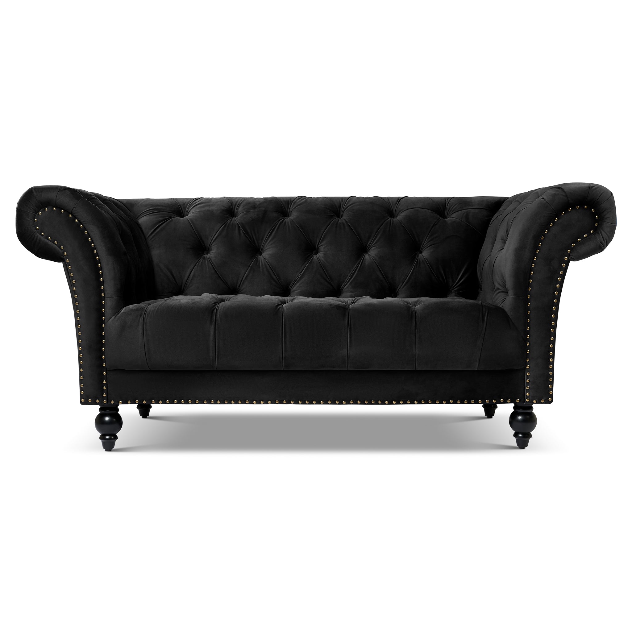 Cambridge Velvet Chesterfield Two & Three Seater Sofa Set - Black Bargainia