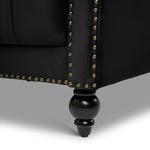 Cambridge Velvet Chesterfield Two & Three Seater Sofa Set - Black - Bargainia.com - 