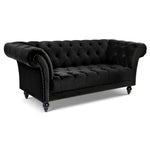 Cambridge Velvet Chesterfield Two & Three Seater Sofa Set - Black - Bargainia.com - 