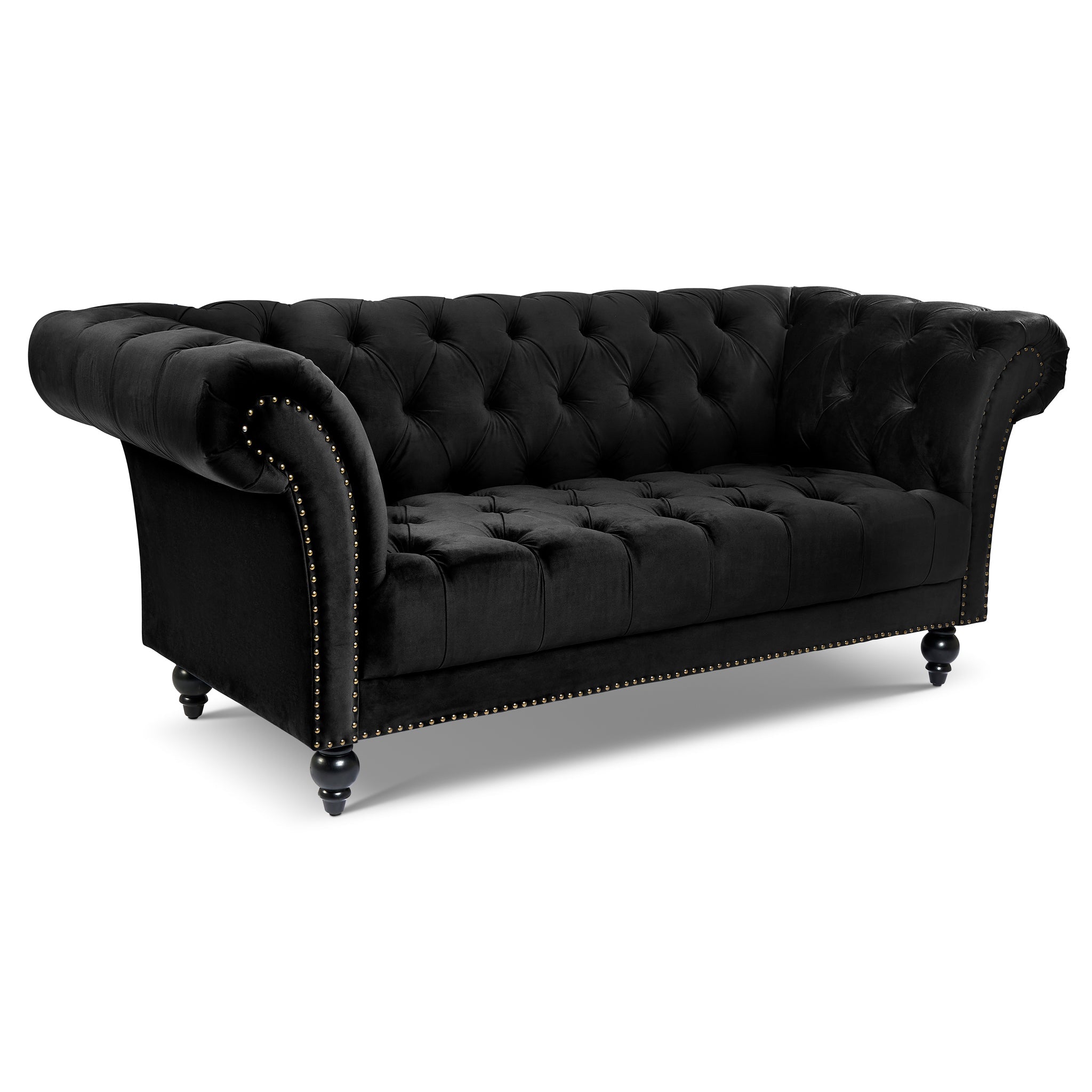Cambridge Velvet Chesterfield Two & Three Seater Sofa Set - Black Bargainia