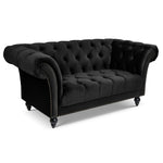 Cambridge Velvet Chesterfield Two & Three Seater Sofa Set - Black - Bargainia.com - 