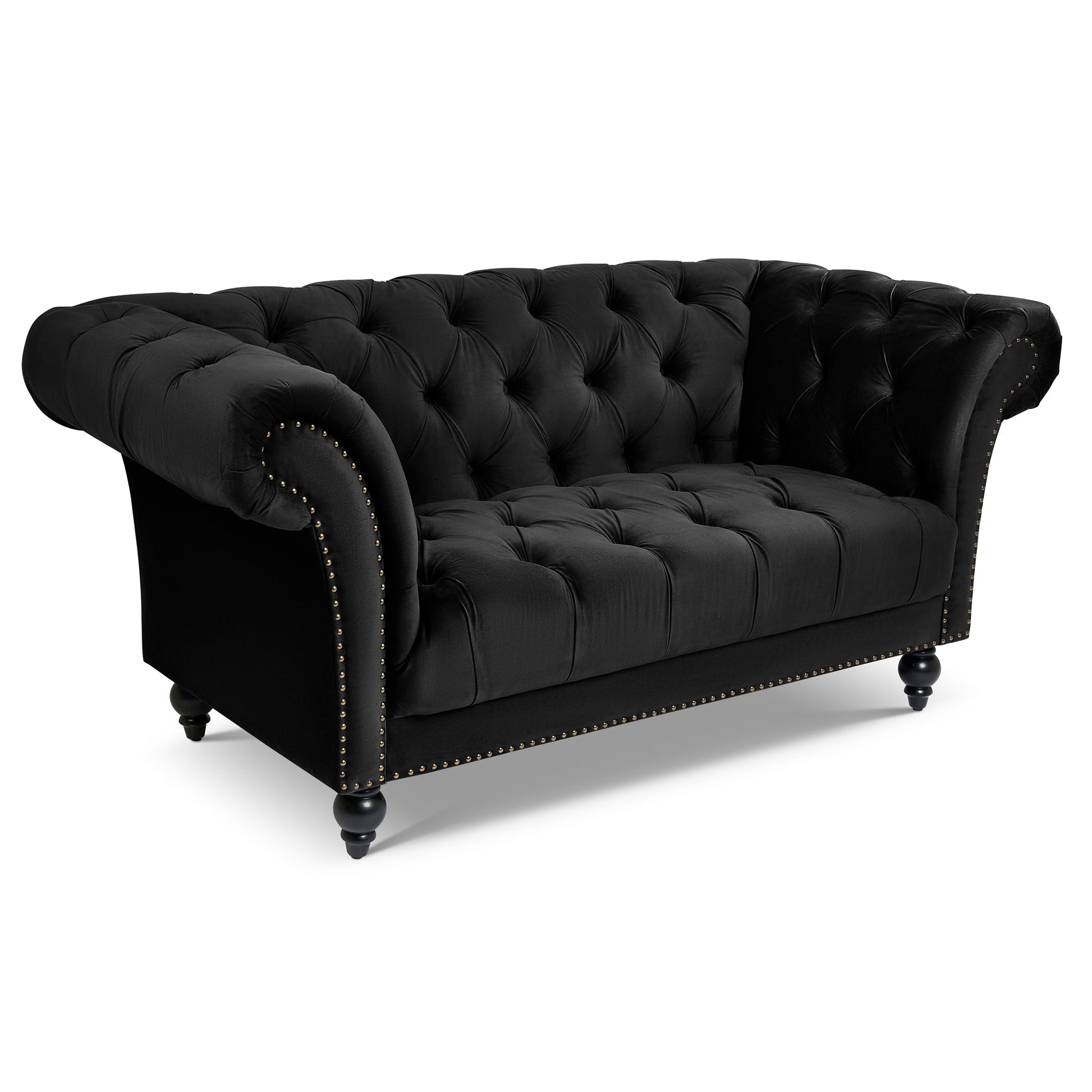Cambridge Velvet Chesterfield Two & Three Seater Sofa Set - Black Bargainia