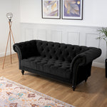 Cambridge Velvet Chesterfield Two & Three Seater Sofa Set - Black - Bargainia.com - 
