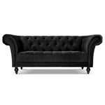 Cambridge Velvet Chesterfield Two & Three Seater Sofa Set - Black - Bargainia.com - 