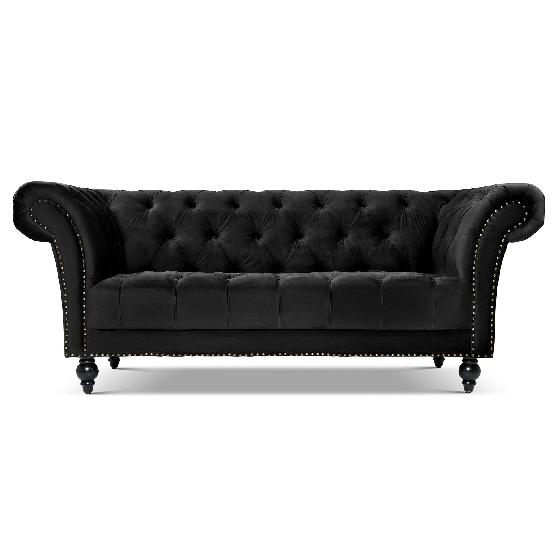 Cambridge Velvet Chesterfield Two & Three Seater Sofa Set - Black Bargainia