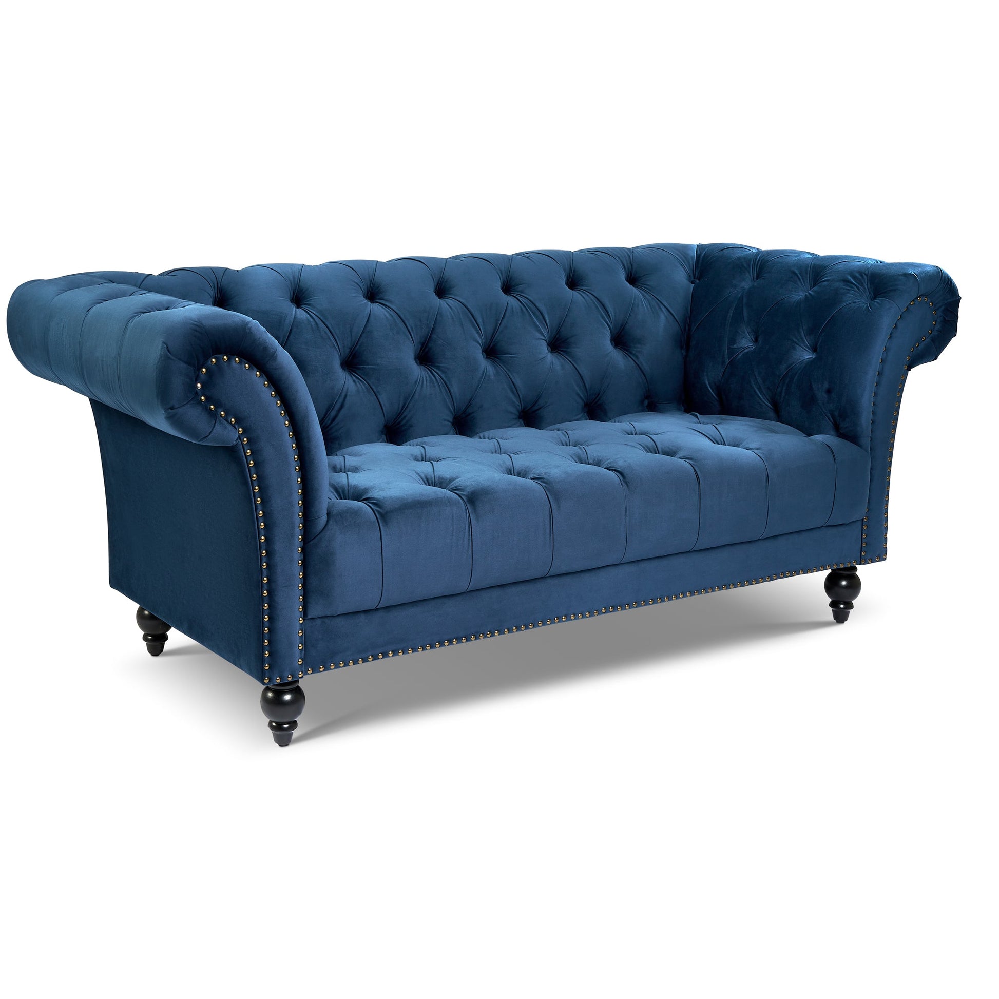 Cambridge Velvet Chesterfield Two & Three Seater Sofa Set - Blue Bargainia