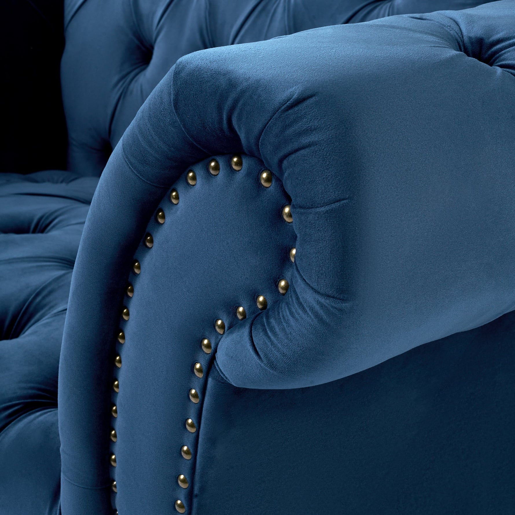 Cambridge Velvet Chesterfield Two & Three Seater Sofa Set - Blue - Bargainia.com - 