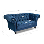 Cambridge Velvet Chesterfield Two & Three Seater Sofa Set - Blue - Bargainia.com - 