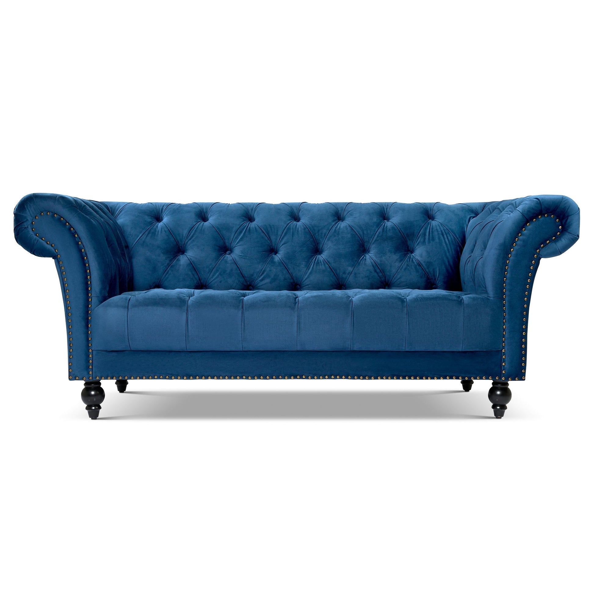 Cambridge Velvet Chesterfield Two & Three Seater Sofa Set - Blue Bargainia