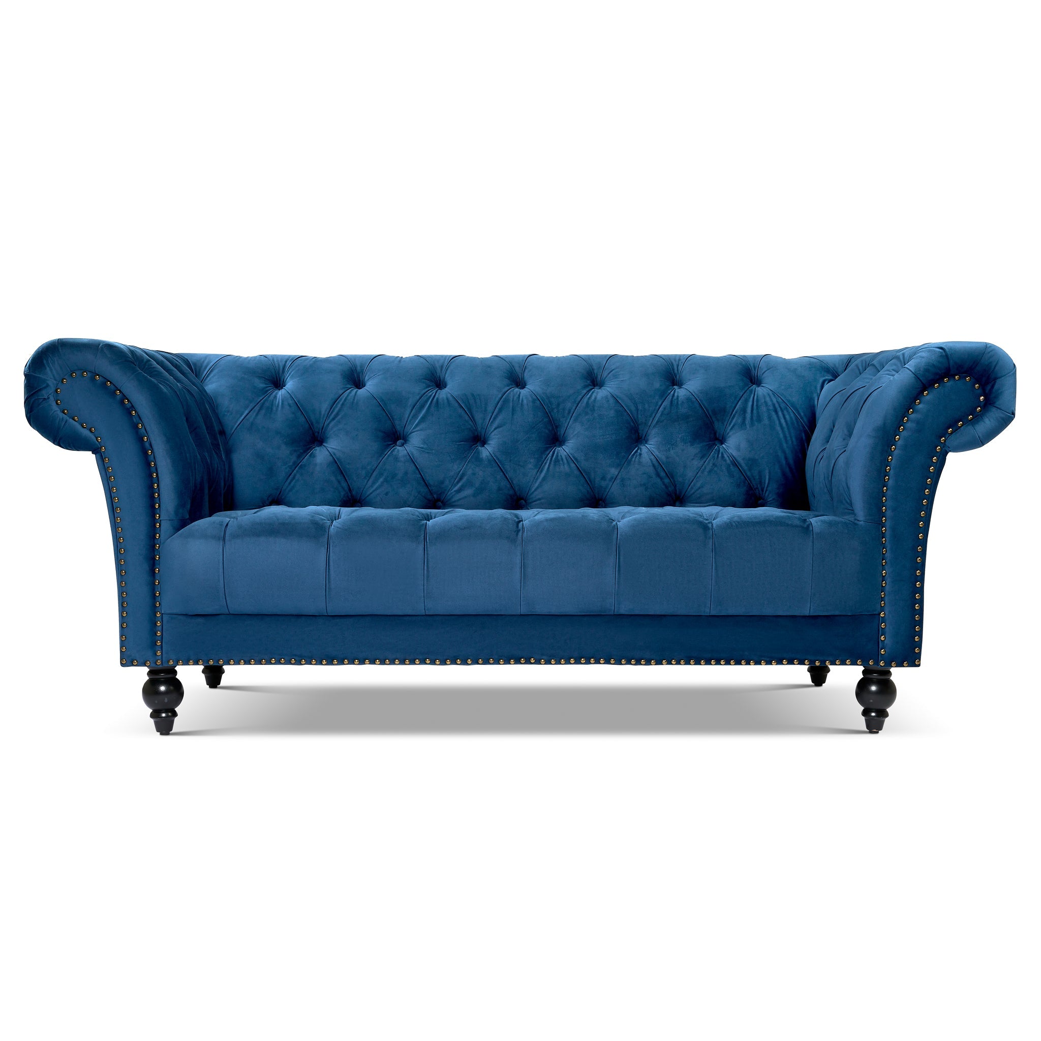Cambridge Velvet Chesterfield Two & Three Seater Sofa Set - Blue Bargainia