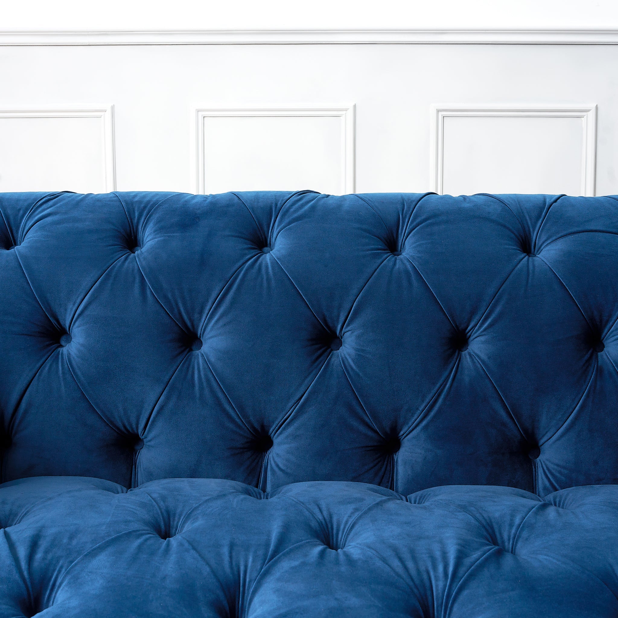 Cambridge Velvet Chesterfield Two & Three Seater Sofa Set - Blue Bargainia