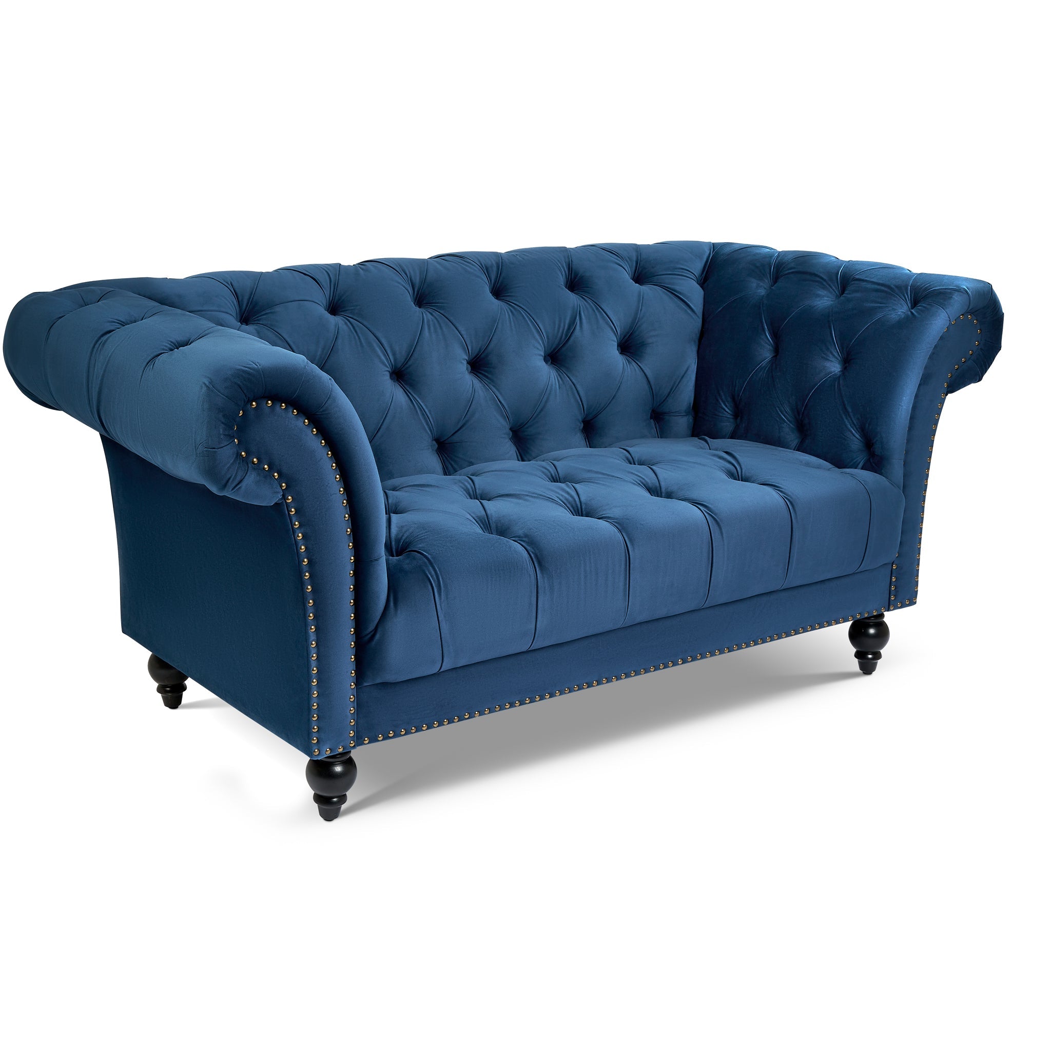 Cambridge Velvet Chesterfield Two & Three Seater Sofa Set - Blue Bargainia