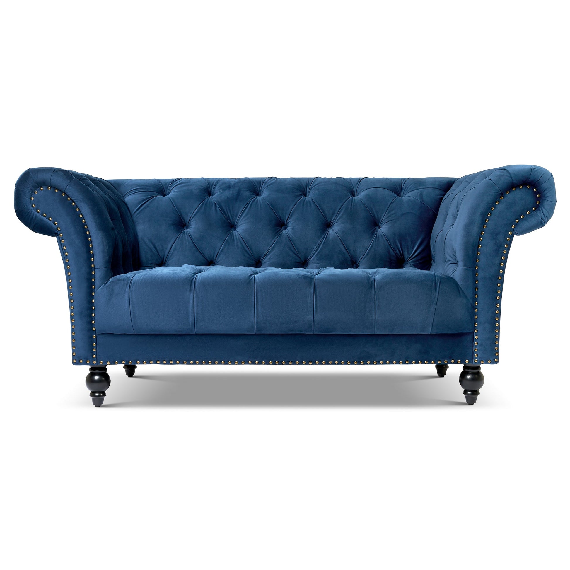 Cambridge Velvet Chesterfield Two & Three Seater Sofa Set - Blue Bargainia