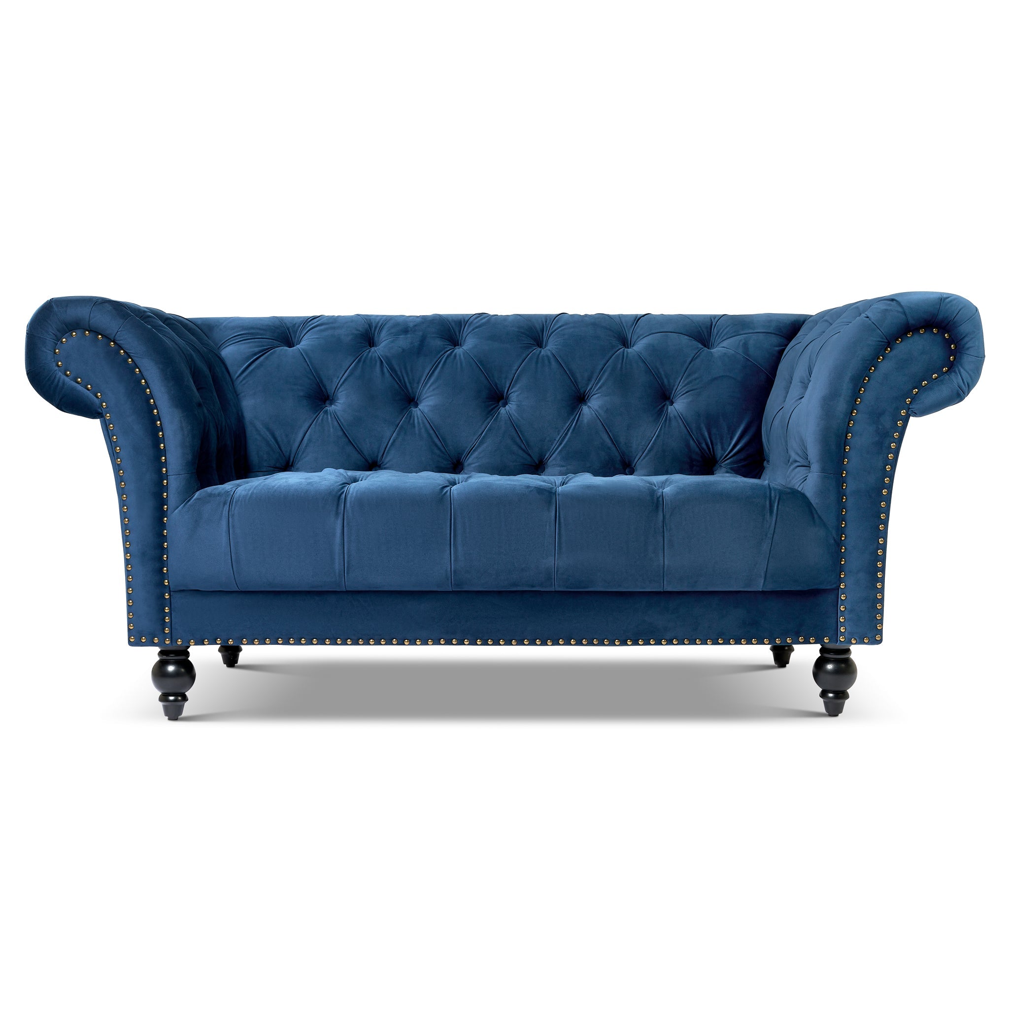 Cambridge Velvet Chesterfield Two & Three Seater Sofa Set - Blue Bargainia