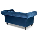 Cambridge Velvet Chesterfield Two & Three Seater Sofa Set - Blue - Bargainia.com - 