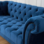 Cambridge Velvet Chesterfield Two & Three Seater Sofa Set - Blue - Bargainia.com - 