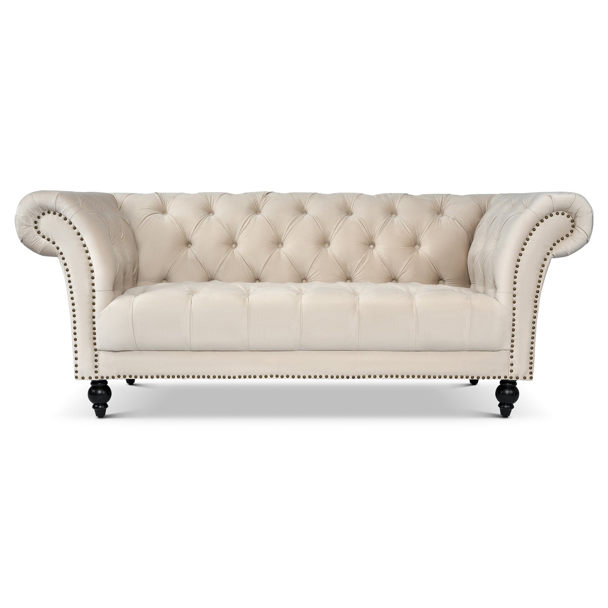 Cambridge Velvet Chesterfield Two & Three Seater Sofas Cream - Bargainia