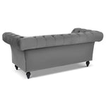 Cambridge Velvet Chesterfield Two & Three Seater Sofa Set - Grey - Bargainia.com - 