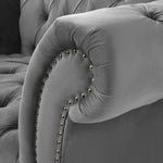 Cambridge Velvet Chesterfield Two & Three Seater Sofa Set - Grey - Bargainia.com - 