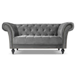 Cambridge Velvet Chesterfield Two & Three Seater Sofa Set - Grey - Bargainia.com - 
