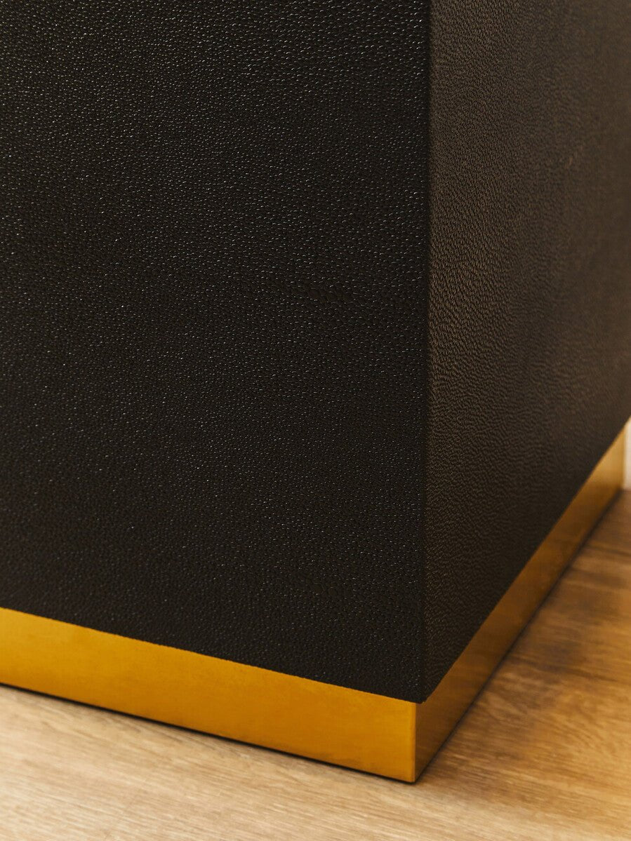 Cardoba Square Black Shagreen Effect Side Table and Stool - Bargainia.com - 5018705972169
