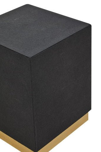 Cardoba Square Black Shagreen Effect Side Table and Stool - Bargainia.com - 5018705972169