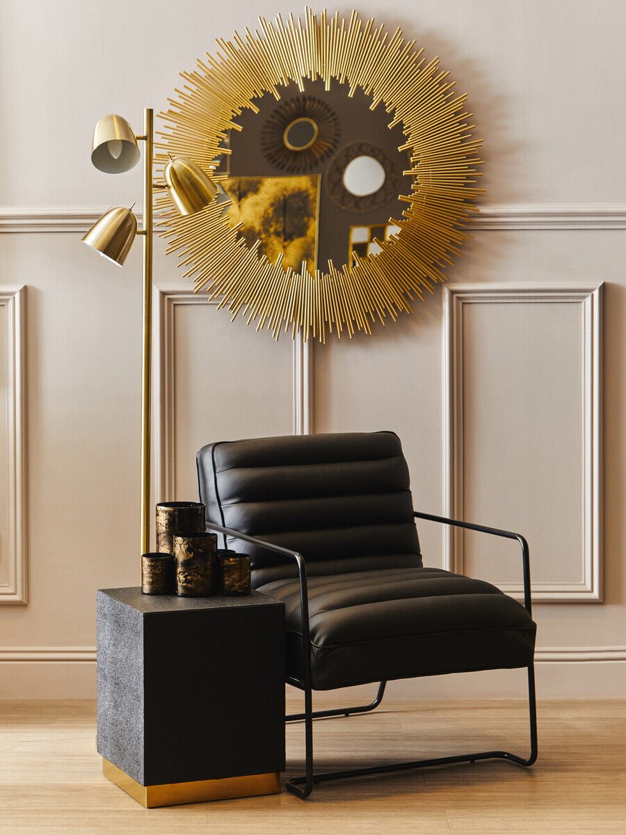 Cardoba Square Black Shagreen Effect Side Table and Stool - Bargainia.com - 5018705972169