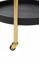 Cardoba Two Tier Black Faux Shagreen Tray Table Trolley - Bargainia.com - 5018705972145