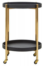 Cardoba Two Tier Black Faux Shagreen Tray Table Trolley - Bargainia.com - 5018705972145