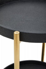 Cardoba Two Tier Black Faux Shagreen Tray Table Trolley - Bargainia.com - 5018705972145