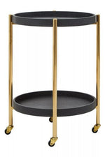 Cardoba Two Tier Black Faux Shagreen Tray Table Trolley - Bargainia.com - 5018705972145