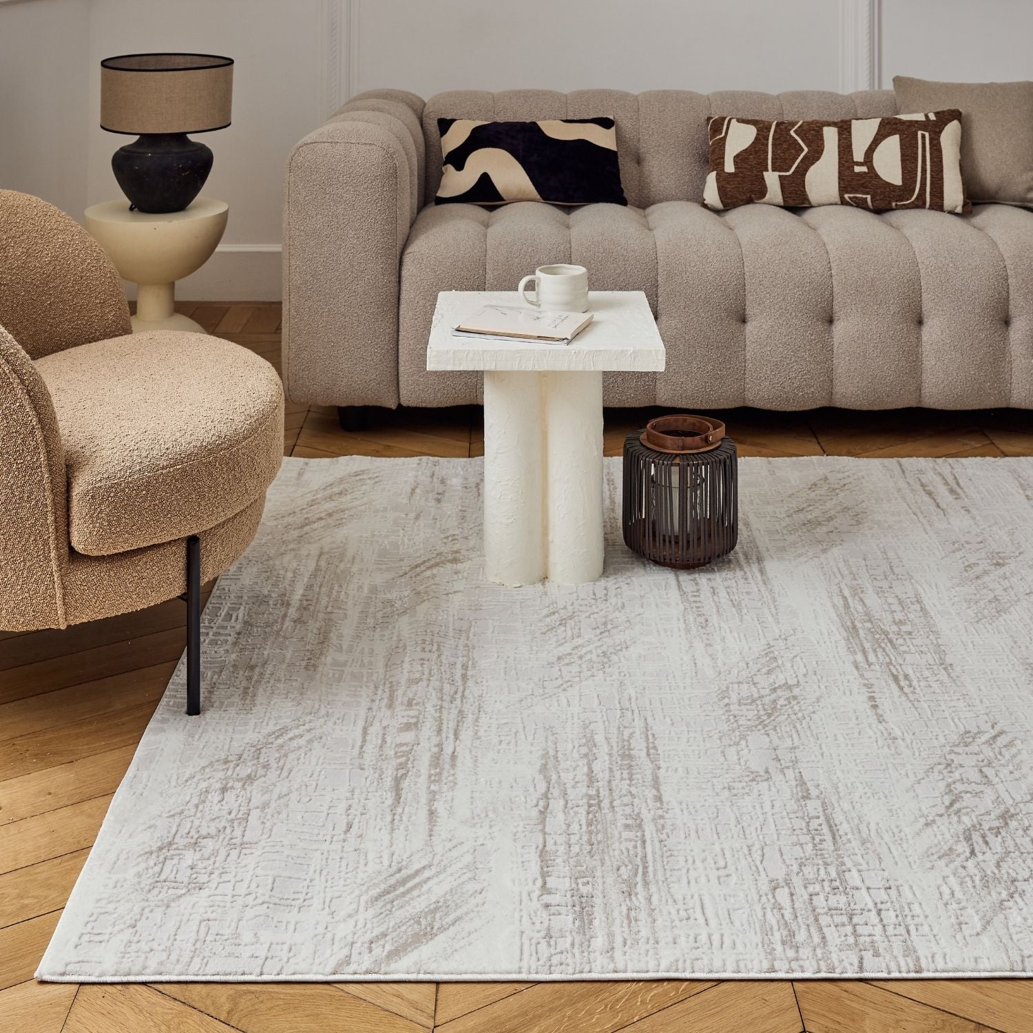 Carmel Cream - Beige Abstract Rug | 6030 - Bargainia.com - 5056584582055 - CRM-CBG-80x150