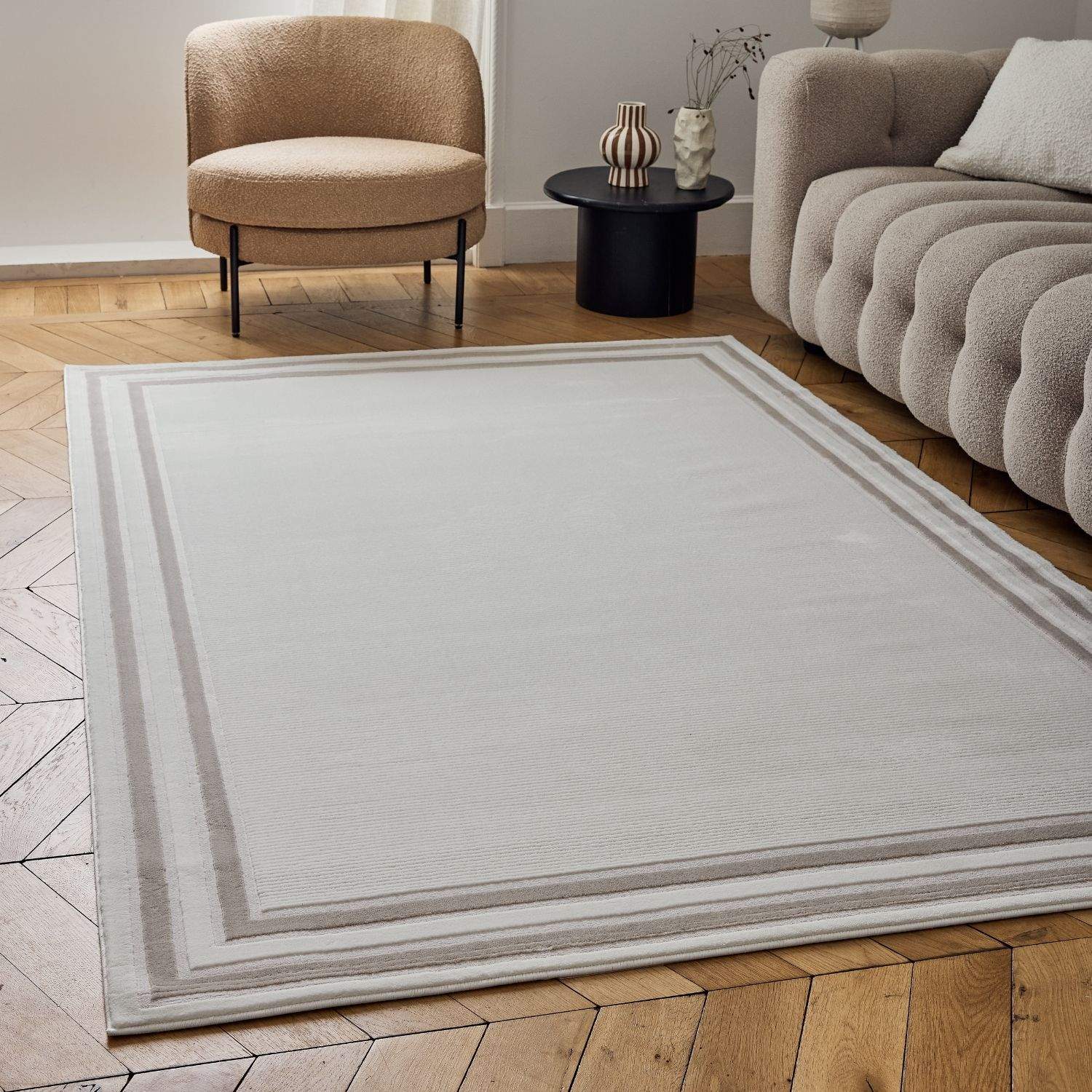 Carmel Cream - Beige Bordered Rug | 6060 - Bargainia.com - 