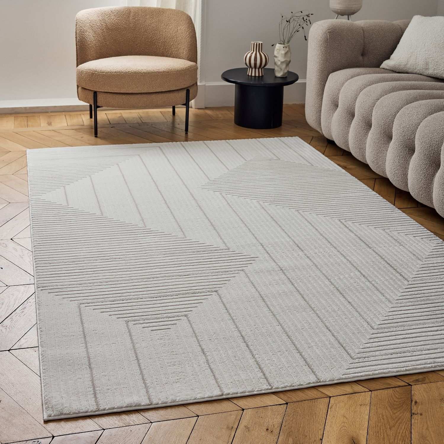 Carmel Cream - Beige Geometric Rug | 6040 - Bargainia.com - 5056584582116 - CRM-BE-80x150