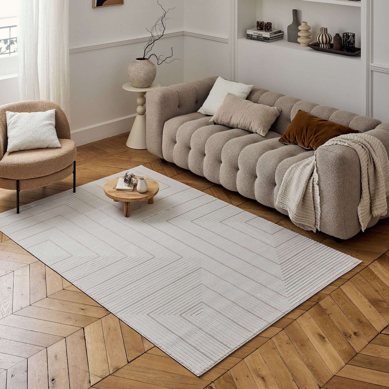 Carmel Cream - Beige Geometric Rug | 6040 - Bargainia.com - 5056584582116 - CRM-BE-80x150