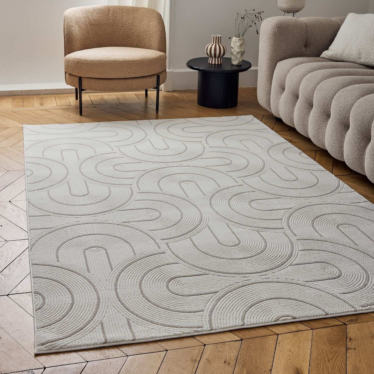 Carmel Cream - Beige Geometric Rug | 6070 - Bargainia.com - 5056584582253 - CRM-BGI-80x150