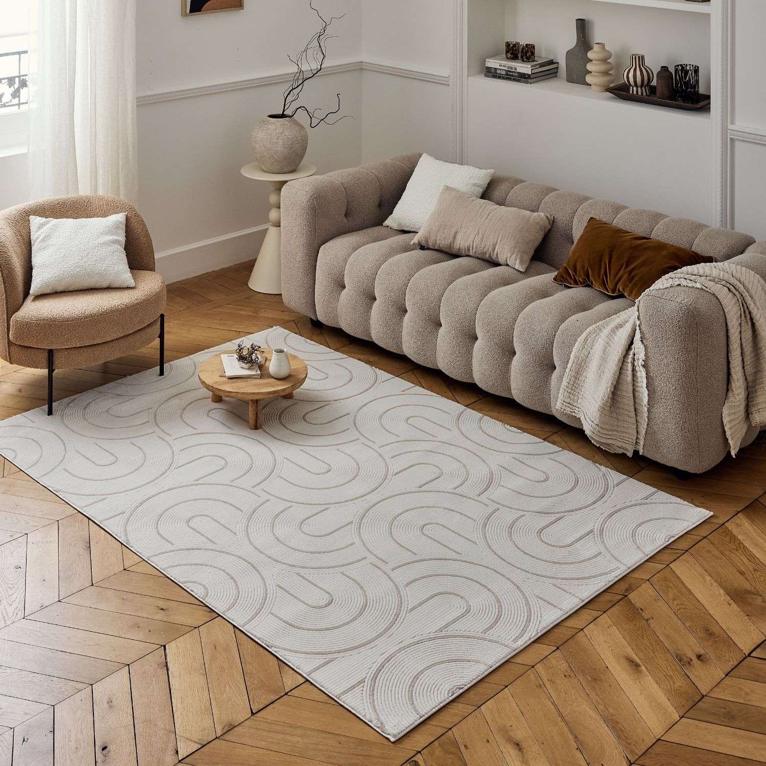 Carmel Cream - Beige Geometric Rug | 6070 - Bargainia.com - 5056584582253 - CRM-BGI-80x150