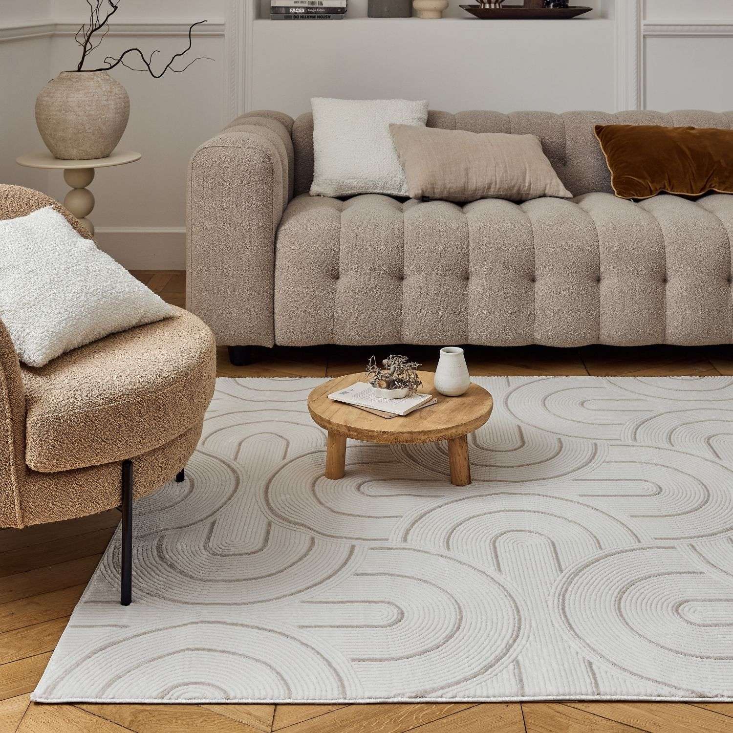 Carmel Cream - Beige Geometric Rug | 6070 - Bargainia.com - 5056584582253 - CRM-BGI-80x150