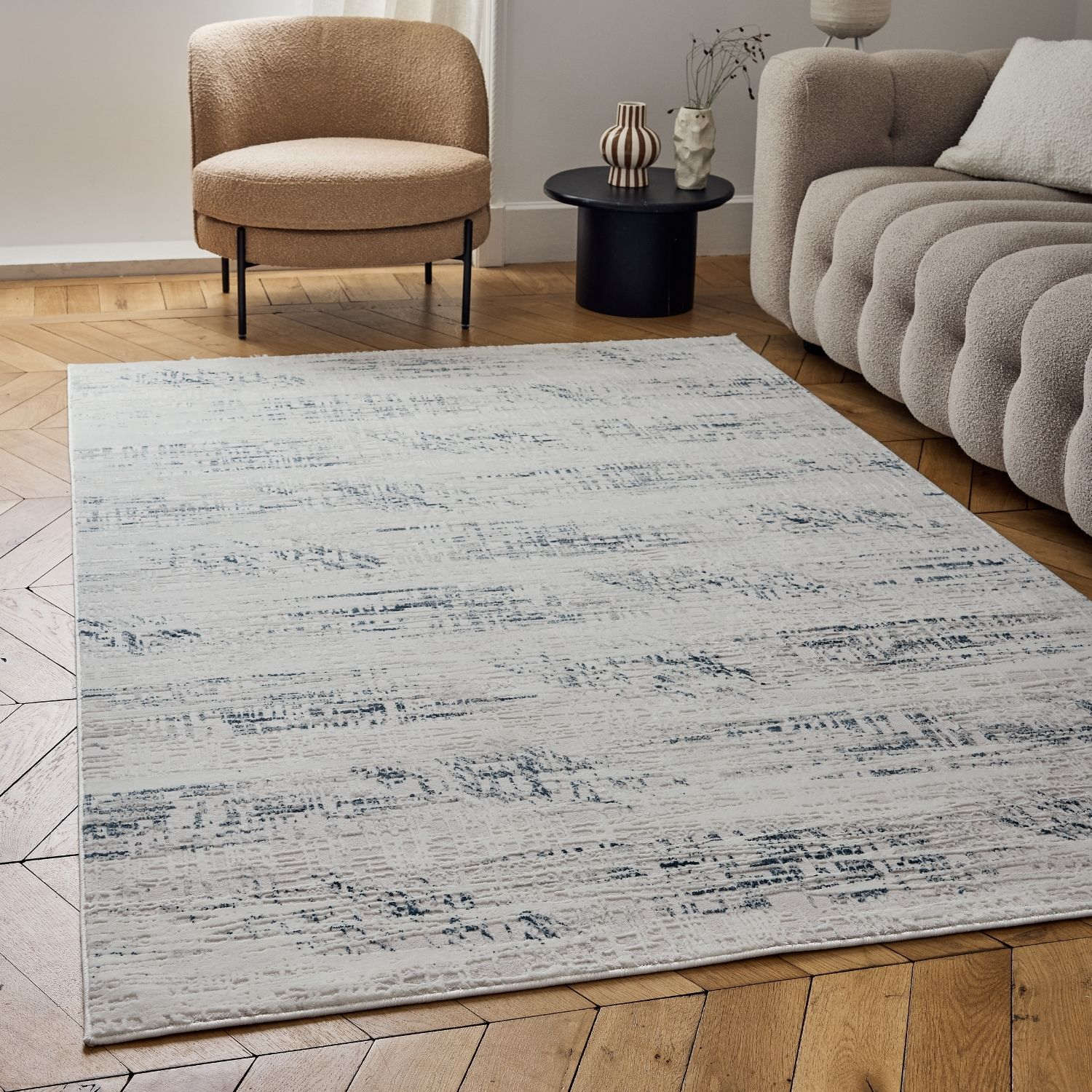 Carmel Cream - Blue Abstract Rug | 6030 - Bargainia.com - 5056584582079 - CRM-CBL-80x150