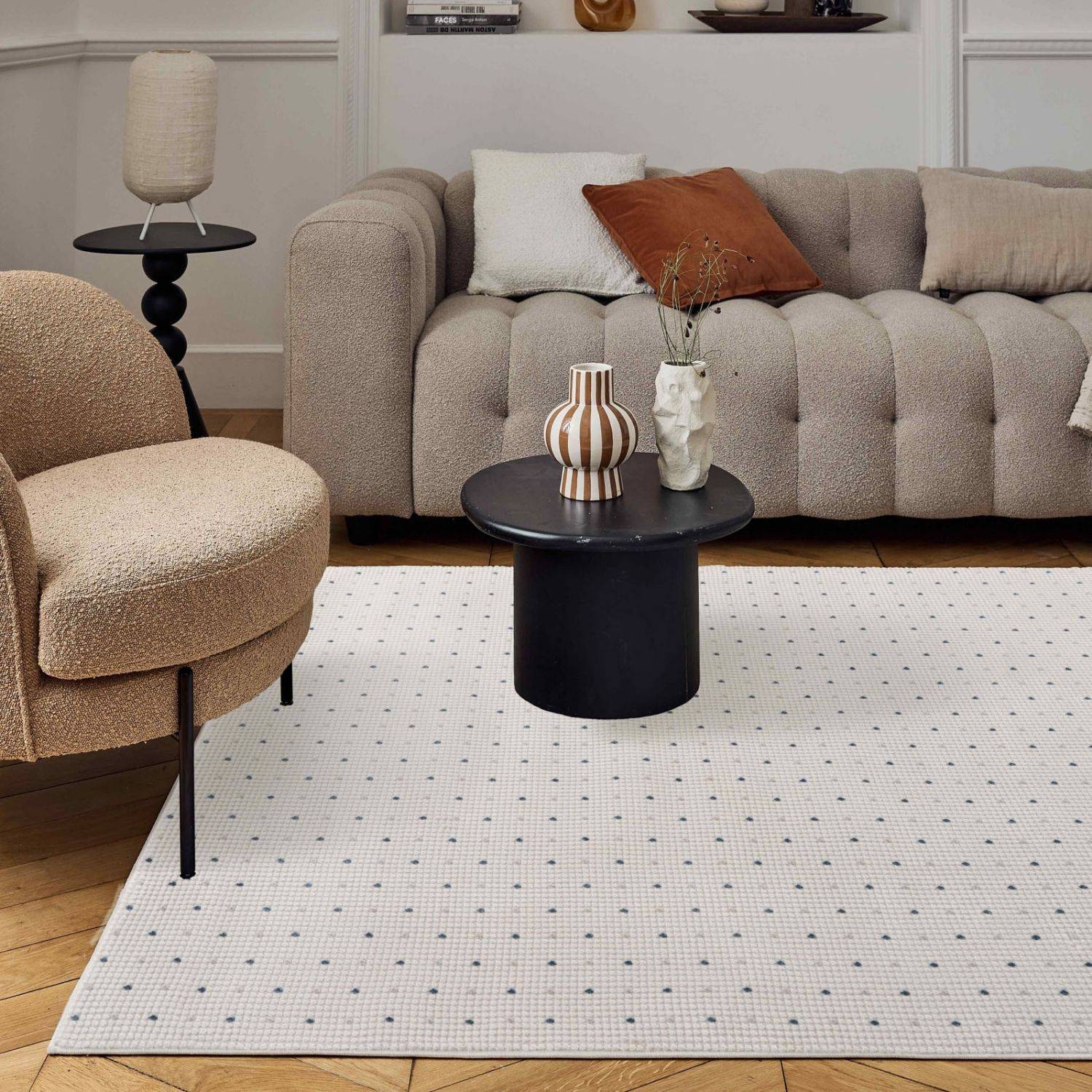 Carmel Cream - Blue Dots Rug | 6080 - Bargainia.com - 5056584582321 - CRM-CRBL-80x150