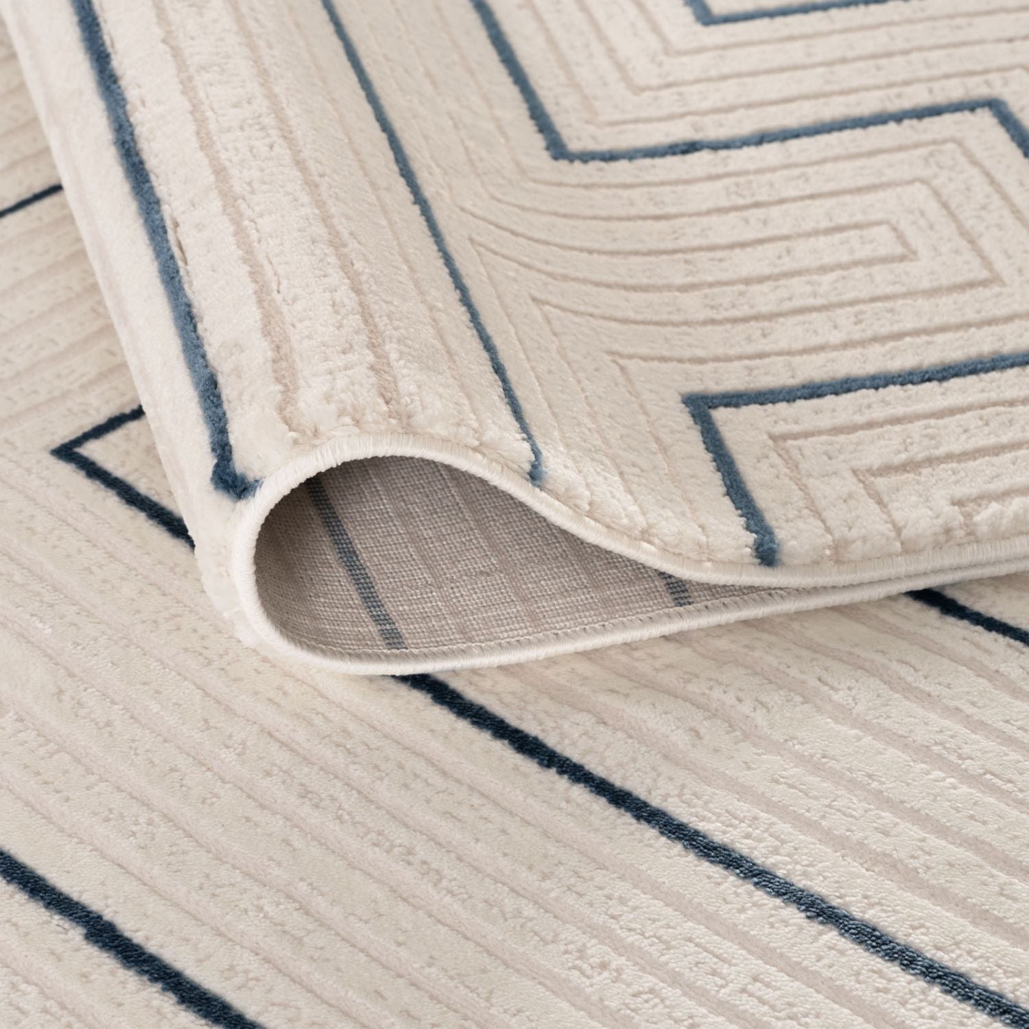 Carmel Cream - Blue Geometric Rug | 6040 - Bargainia.com - 5056584582130 - CRM-BL-80x150