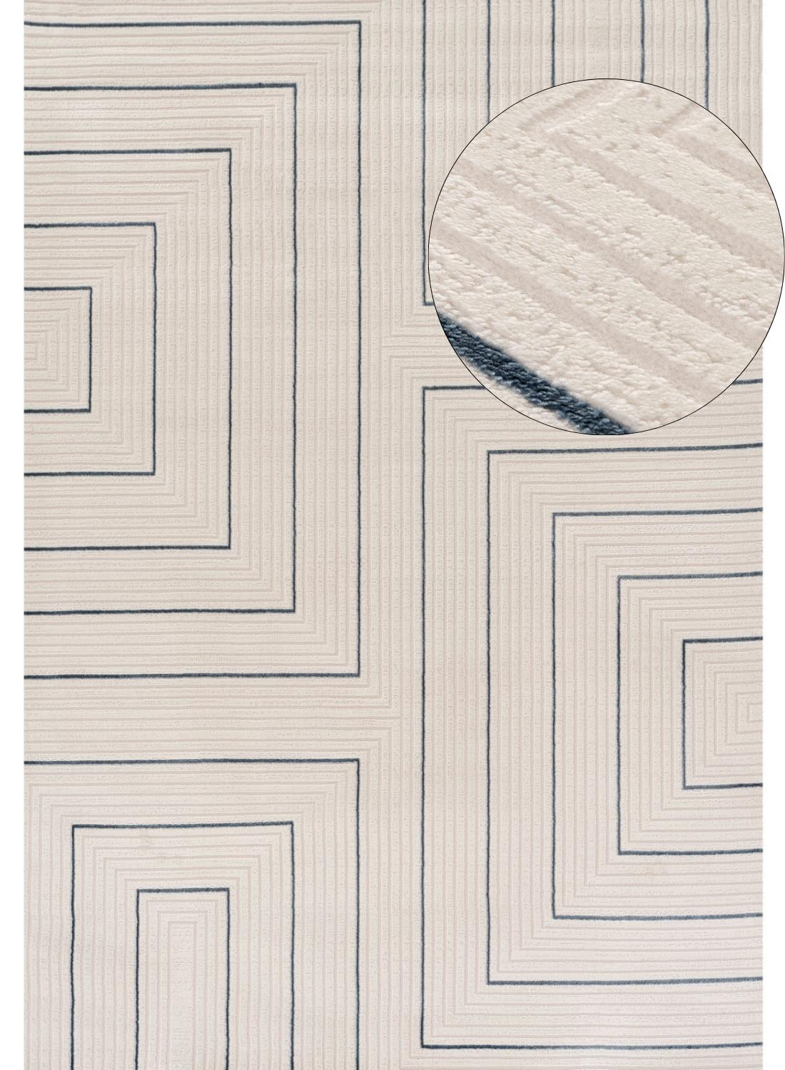Carmel Cream - Blue Geometric Rug | 6040 - Bargainia.com - 5056584582130 - CRM-BL-80x150