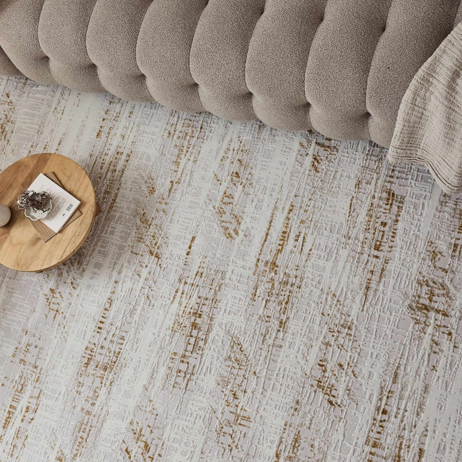 Carmel Cream - Gold Abstract Rug | 6030 - Bargainia.com - 