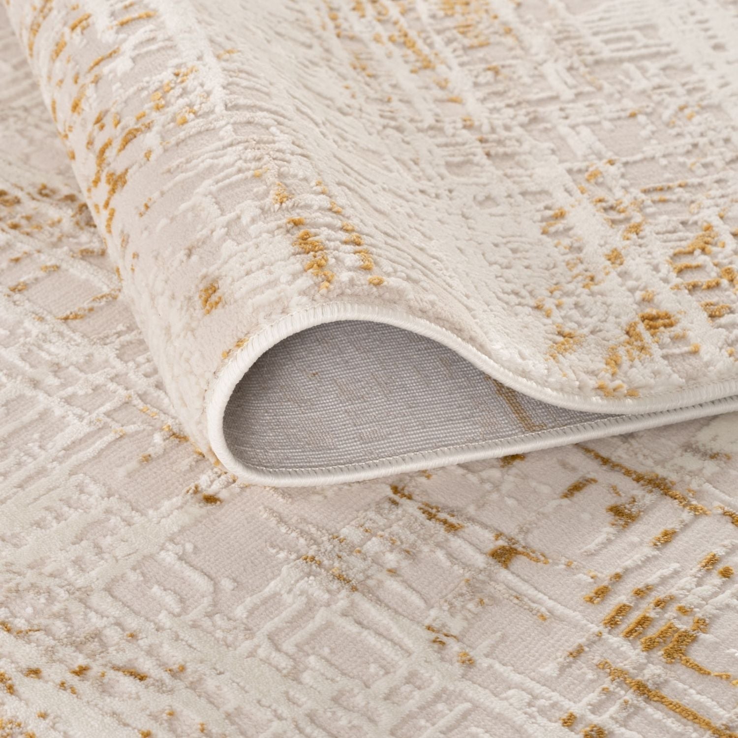 Carmel Cream - Gold Abstract Rug | 6030 - Bargainia.com - 5056584582093 - CRM-GLD-80x150