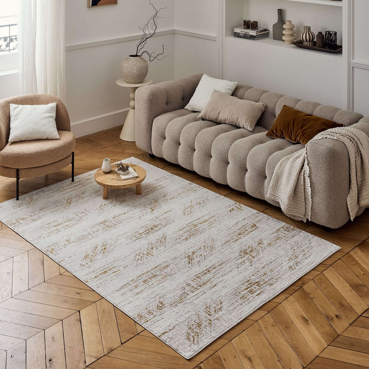 Carmel Cream - Gold Abstract Rug | 6030 - Bargainia.com - 