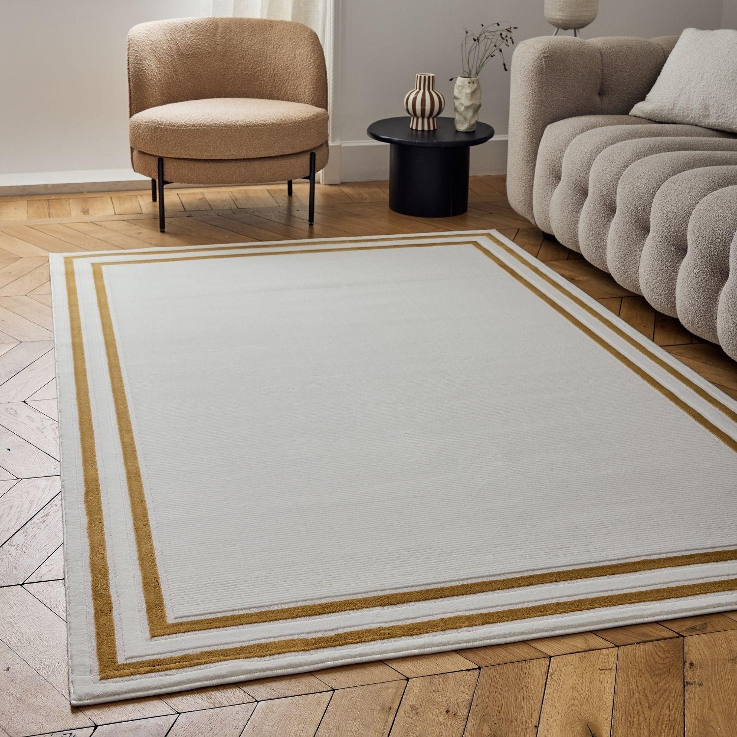 Carmel Cream - Gold Bordered Rug | 6060 - Bargainia.com - 5056584582239 - CRM-CRG-80x150