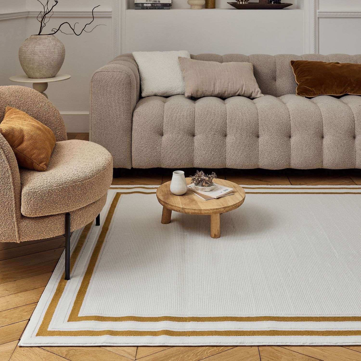 Carmel Cream - Gold Bordered Rug | 6060 - Bargainia.com - 