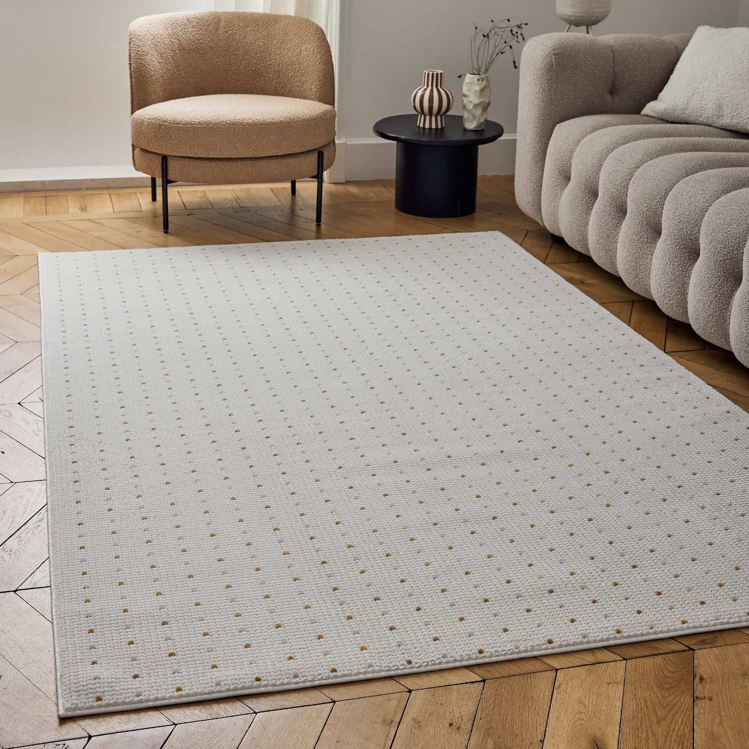 Carmel Cream - Gold Dots Rug | 6080 - Bargainia.com - 5056584582345 - CRM-CRGL-80x150